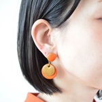Double Marble~small~【レザーピアス】 color “orange ”