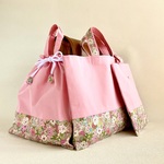 少しクラシカルなお花柄のレッスンバッグ（ピンク）の３点セット