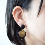 Double Marble~small~【レザーピアス】 “black”
