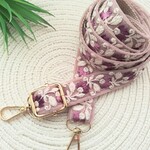 インド刺繍リボン　スマホショルダー　スマホストラップ　ピンク・パープルー系