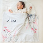 お急ぎ発送OK 出産祝い 女の子 プレゼント 名前入りブランケット ボタニカル・ソフィア