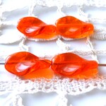オレンジひねり　チェコビーズ4個