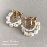 淡水パールのデザインフープイヤリング(ピアス)♡