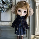 2381ネイビー系のコート+星空のワンピース　Blythe ブライス アウトフィット 洋服