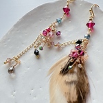 🌟new🪶ルビーレッドの小枝のピアス/イヤリング　アシンメトリー