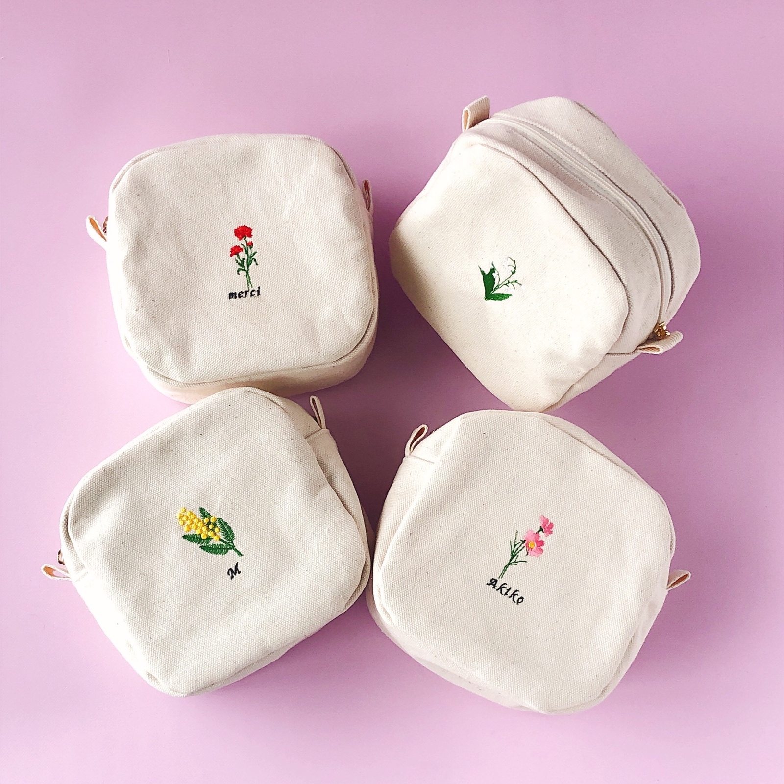 花刺繍 - ポーチ・巾着袋の人気通販 | minne byGMOペパボ 国内最大級の