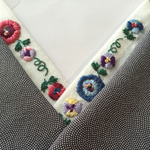 綿麻   花刺繍半襟