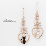 Heart Cat(1176) ピアス/イヤリング/ノンホールピアス/樹脂ピアス