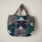 【特価　サンプル品】う早この布　バタフライ　まちありタックぷっくりBAG　前ポケットファスナー付き♪　ダンガリー調　ブルー