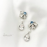 サムシングブルー花びらビジューのドロップクリスタルピアス・イヤリング／ブライダル・ウェディング・花嫁さまに