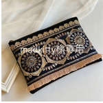 madkitty様専用　Dカン付き　ファスナー母子手帳ケース　インド刺繍リボン　Sサイズ用　マルチポーチ　　お薬手帳ケース　ブラック/ブラック
