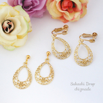 透かしドロップ＊シンプル＊ゴールドピアス