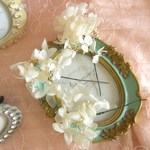 ♡アジサイ（シャイン加工）　ヘッドパーツ ３点♡　プリザーブドフラワー・・ナチュラルオフホワイト
