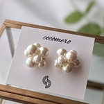 大ぶりぷくぷくガラスパールピアス|結婚式 入学式 パーティ フォーマル シャワー台