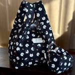＊エコバッグと巾着のセット＊ 布エコバッグ　小さめ＊【マチ15㎝】　しじみ巾着ミニサイズ   ねこ柄 猫と小判 和柄 ブラック