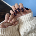 アシメsimple🥨🫐beige & navy ベージュ×ネイビーニュアンスネイルチップ