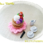 送料込★編みぐるみボタンインコ&ホットケーキイヤホンジャック