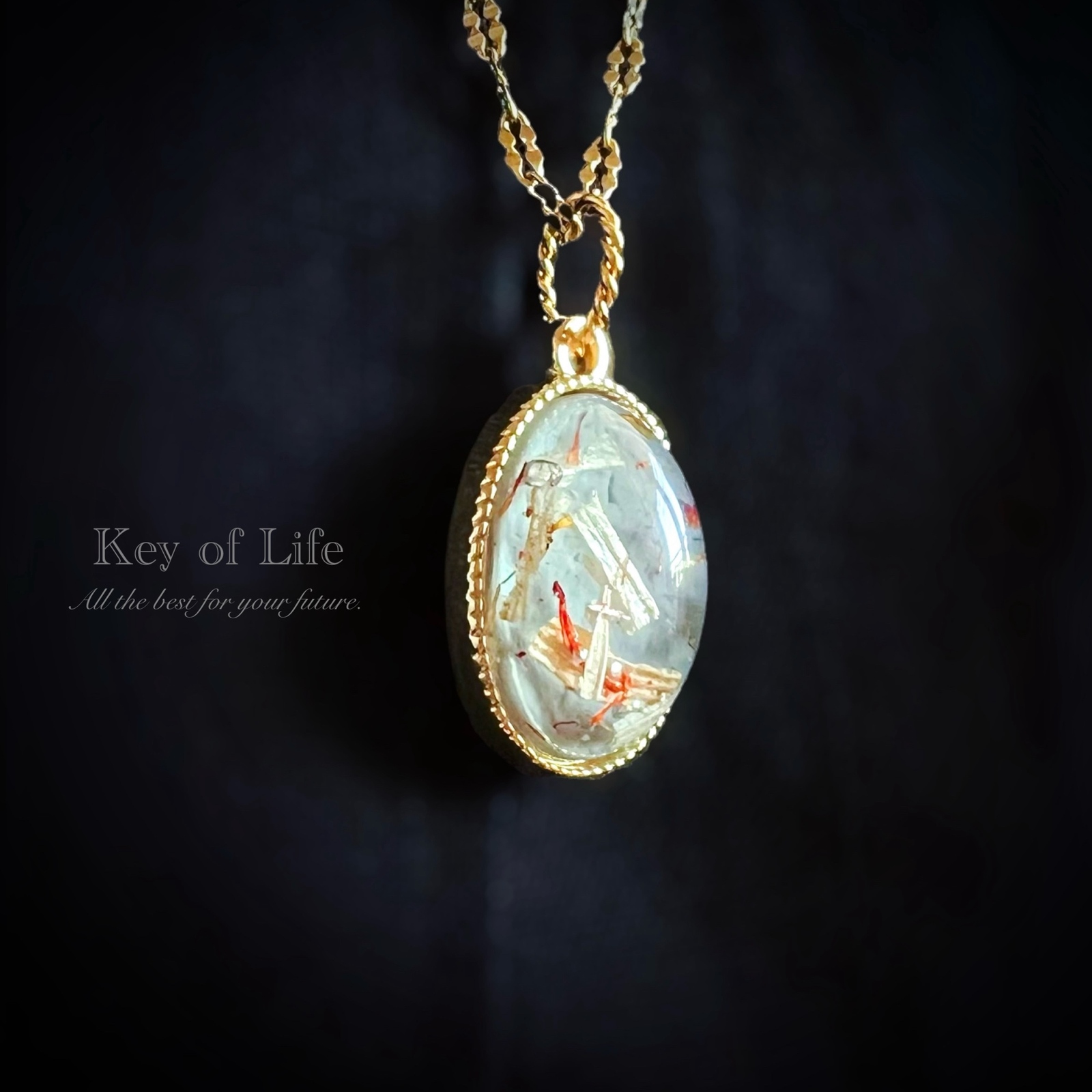 Key of Life☆ブルー☆サージカルステンレス アンティーク カボション 