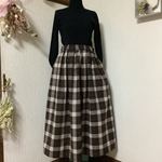 ウール　チェック　ロングスカート💕