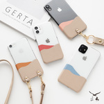 全機種対応 スマホケース 【 ちょいまる ツートンカラー シュリンクレザー 】 クリア スマホショルダー スマホストラップ くすみカラー BS44K