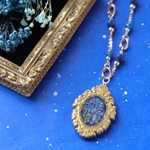 【14kgf】 ゴッホ『星降る夜、アルル』額縁Long Necklace ◇ ラピスラズリ/ アパタイト/ シェル