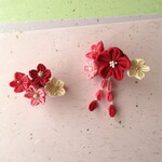 【R6新作】ベビークリップ２個セット🌸桃花🌸《梅》　つまみ細工　お宮参り　初節句　ひなまつり　お正月