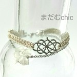 平編みの2連お花ブレスレット