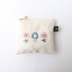 〈10㎝ファスナー〉北欧風花刺繍ポーチ
