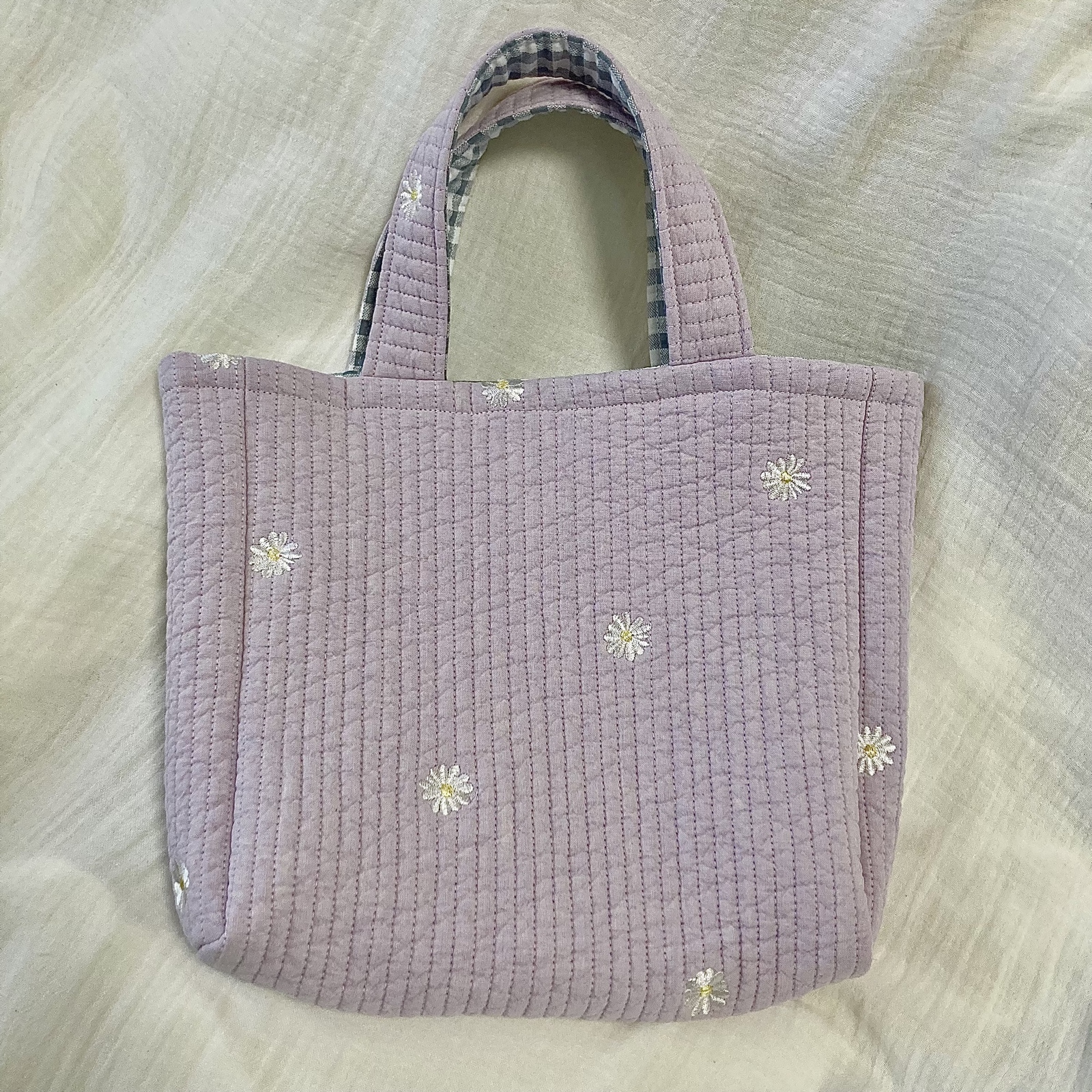 刺繍ヌビ仕切りマザーズバッグ/うさぎライラック/ハンドメイド 刺繍ヌビ仕切りマザーズバッグ/うさぎライラック/ハンドメイド