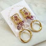 new ♡ 押し花とビーズのピアス、イヤリング