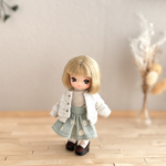 【受注制作】ギャザースカートくすみグリーン 水玉 ミキマキちゃん 