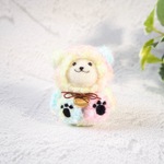 ちょこん！羊毛フェルトマスコット　くまの３兄弟もこもこver. （白い子：わたあめ）