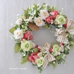 Rose rose wreath:Vanilla,green&red　