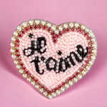 ジュテーム♡のビーズ刺繍ブローチ