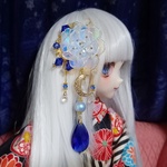 ◆髪飾り 月虹(ブルー)◆1/4～1/3ドール向けサイズ ※ドール用アクセ