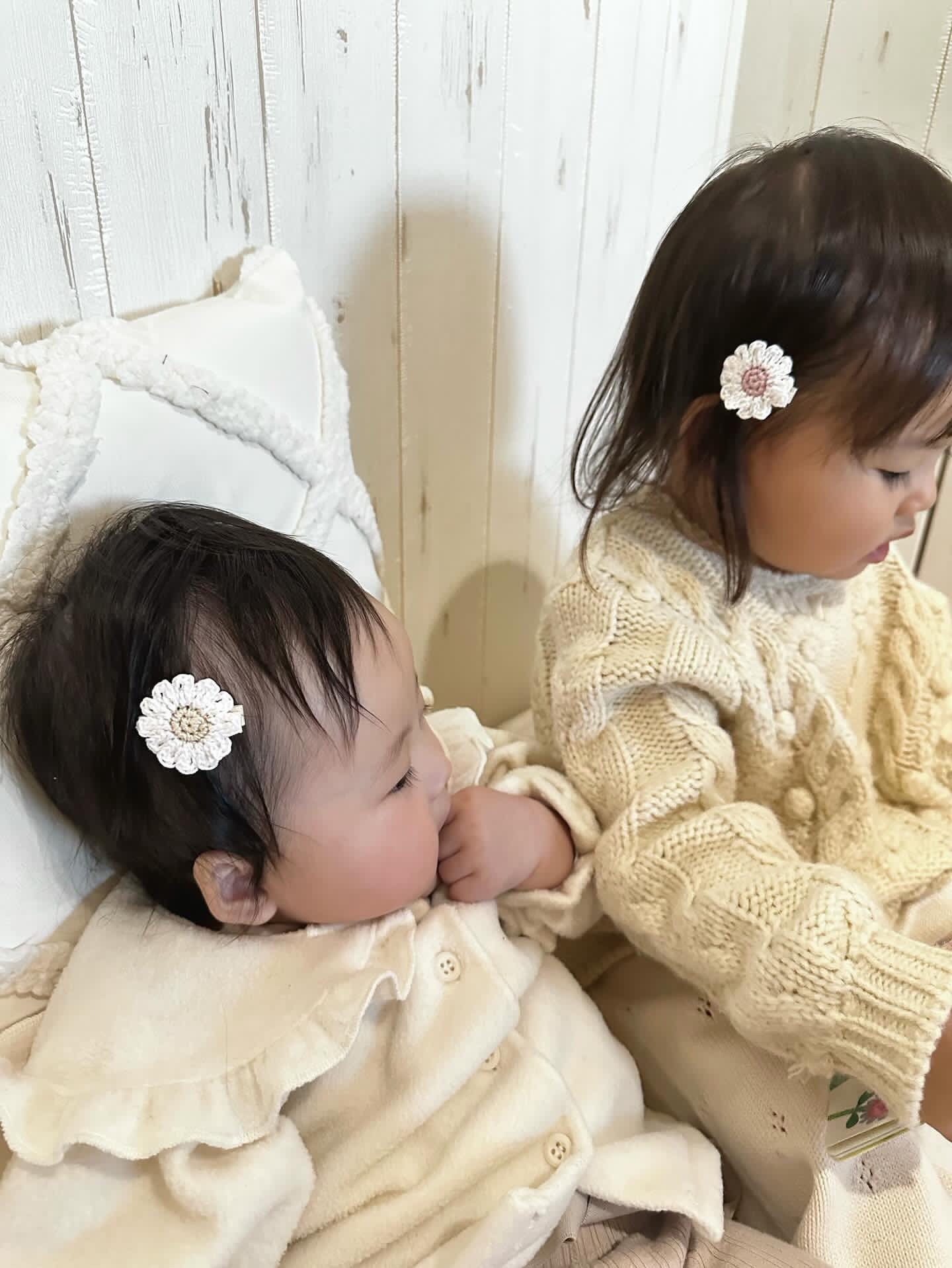 マーガレット　ベビーキッズヘアクリップ　ヘアゴム　ヘアピン  ハンドメイド マーガレット ベビーキッズヘアクリップ ヘアゴム ヘアピン