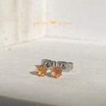 インペリアルトパーズ 【ブラジル産】 4mm サージカルステンレス製 ピアス シルバーカラー