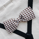 🌟肩紐クリップ🌟男の子も使えるおしゃれブラウン🌟すっきりリボン/ギンガムチェック