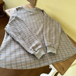 チェック　裏起毛コットンフランネル　リブネックプルオーバー