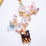 春の訪れ、桜と猫のネックレス レジン 蝶々 ねこ 白 紫 青 パール サクラ