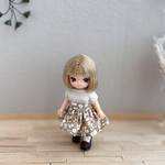 【受注制作】ギャザースカート ブラウン 花柄 ミキマキちゃん