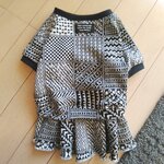 犬服！LLsize！モノクロ　パッチワーク　