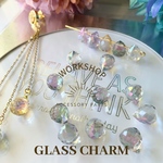 SALE【8→10pcs】オーロラドロップガラスチャーム　クリアグレー