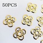 【人気】【増量】約50個 18KGP 本金メッキ 花 結び コネクター 型押し 繋ぎ パーツ チャーム/ゴールド(taimetalP-693）和風 チャイナ 中華 四つ葉