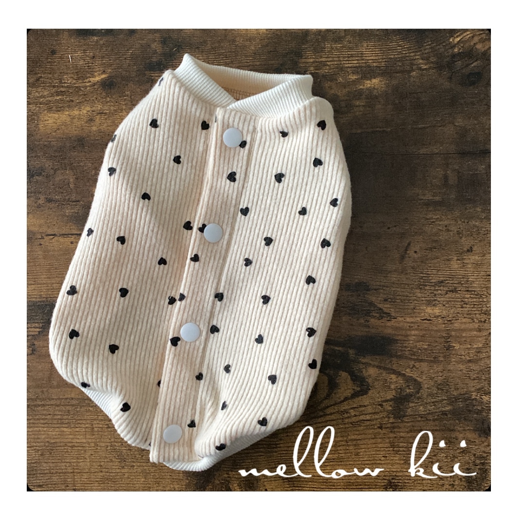 犬服 ジャガードニット 星柄 ベージュ バックオープンベスト 背中開き