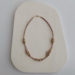 Leather brass necklace [short]