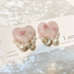 liberty heart リバティとコットンパールとスワロフスキーのピアス/イヤリング ②