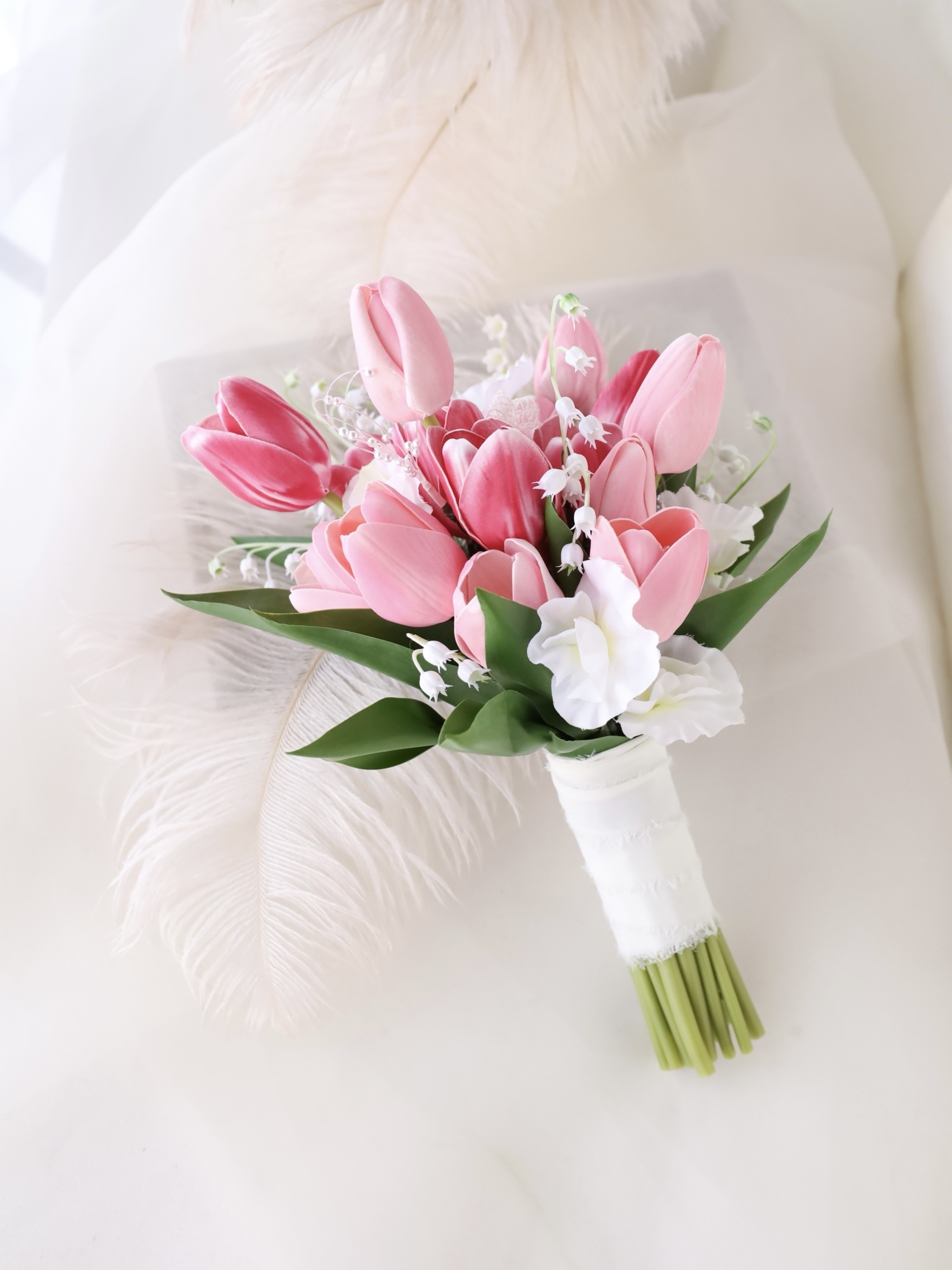 【2点セット】春婚に♡ピンクチューリップの華やかブーケ＆ブートニア M5 344e4e92a3b554b7704e25d094dd33