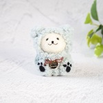 ちょこん！羊毛フェルトマスコット　くまの３兄弟もこもこver. （白い子：グリーン）