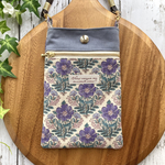 ボタニカルタイルフラワー　スマホショルダーポーチ（紫）